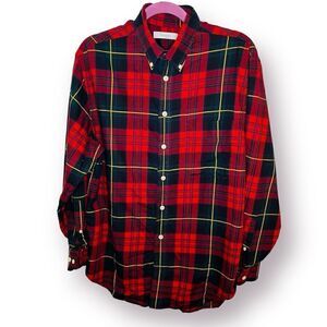 Turnbury Red Plaid Button Down Shirt Button Collar M 33